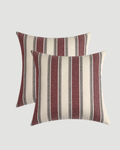 Surrey Striped Cushion - Burgundy