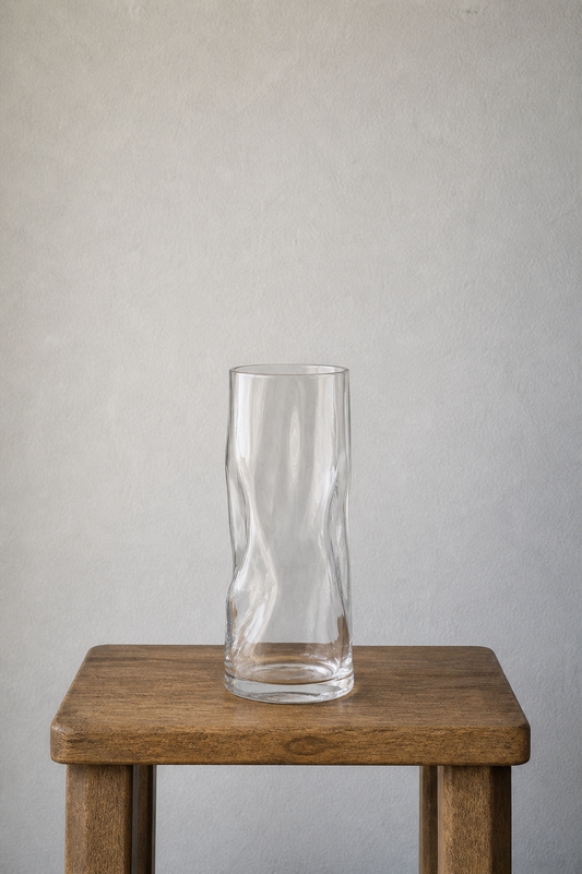 Sorelle Draped Glass Tall Vase - clear