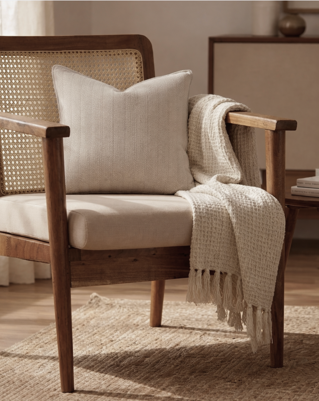 Carlisle Herringbone Cushion Cover - Beige