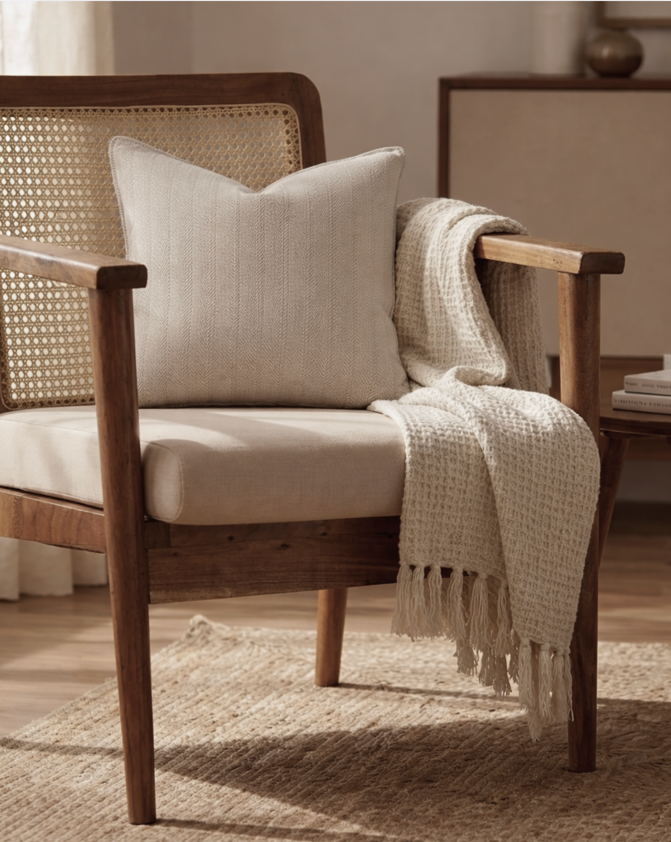 Carlisle Herringbone Cushion Cover - Beige