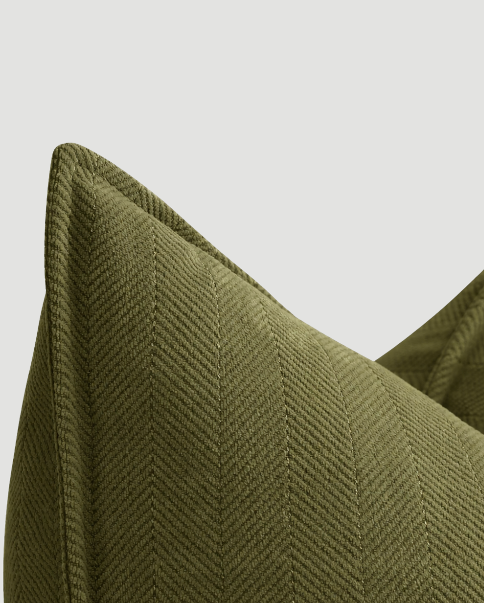 Carlisle Herringbone Cushion Cover - Olive Green