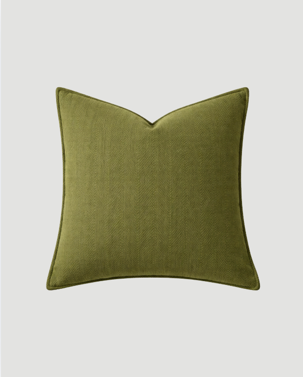 Carlisle Herringbone Cushion Cover - Olive Green