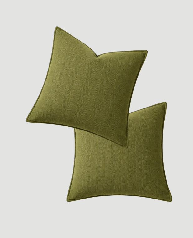 Carlisle Herringbone Cushion Cover - Olive Green