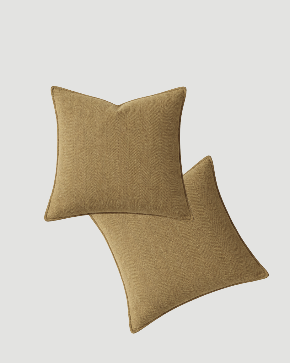 Carlisle Herringbone Cushion Cover - Mustard
