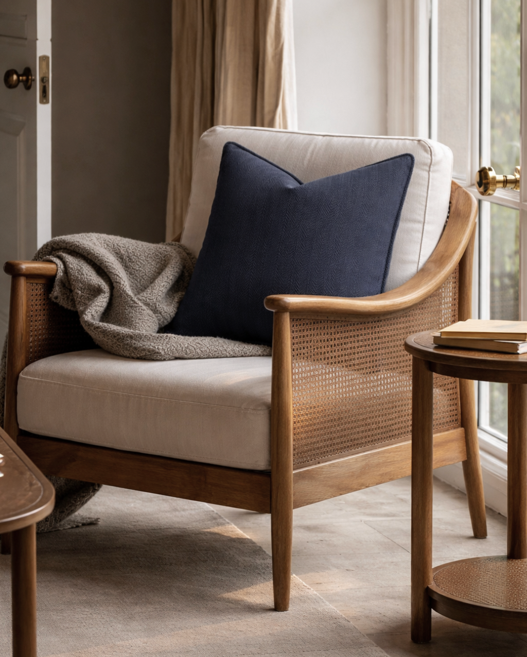 Carlisle Herringbone Cushion Cover - Navy