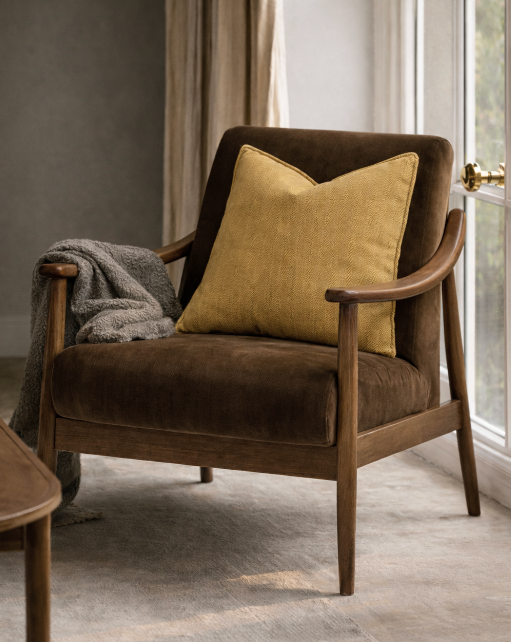 Carlisle Herringbone Cushion Cover - Mustard