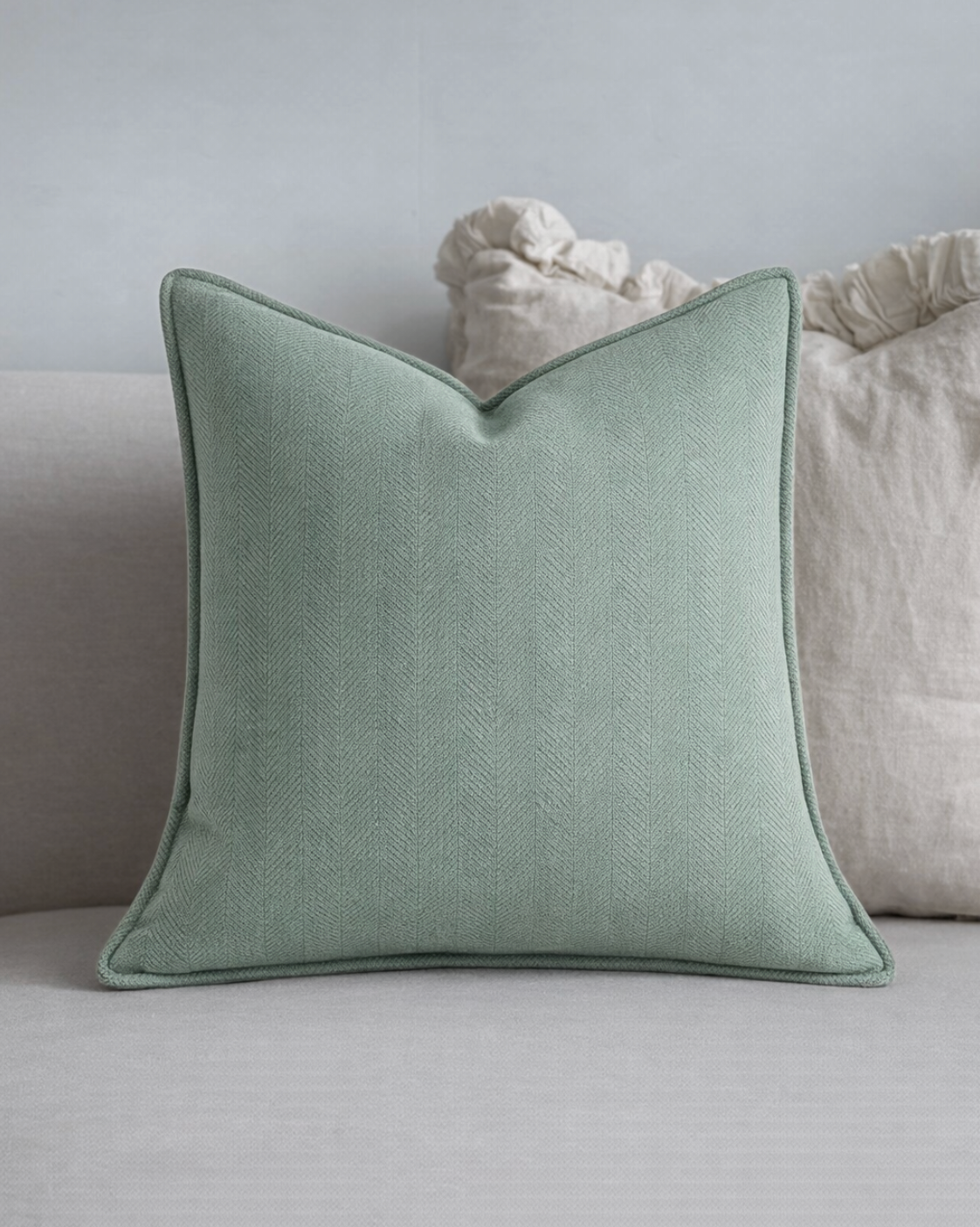 Carlisle Herringbone Cushion Cover - Sage Green
