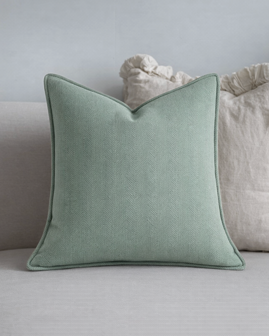 Carlisle Herringbone Cushion Cover - Sage Green