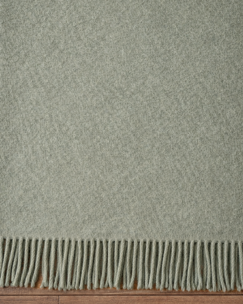 Canberra Natural Lambswool Throw - Moss Green