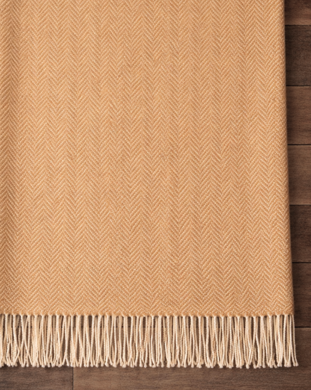 Canberra Natural Lambswool Throw - Herringbone Yellow