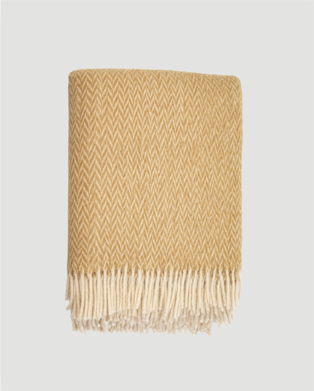 Canberra Natural Lambswool Throw - Herringbone Yellow