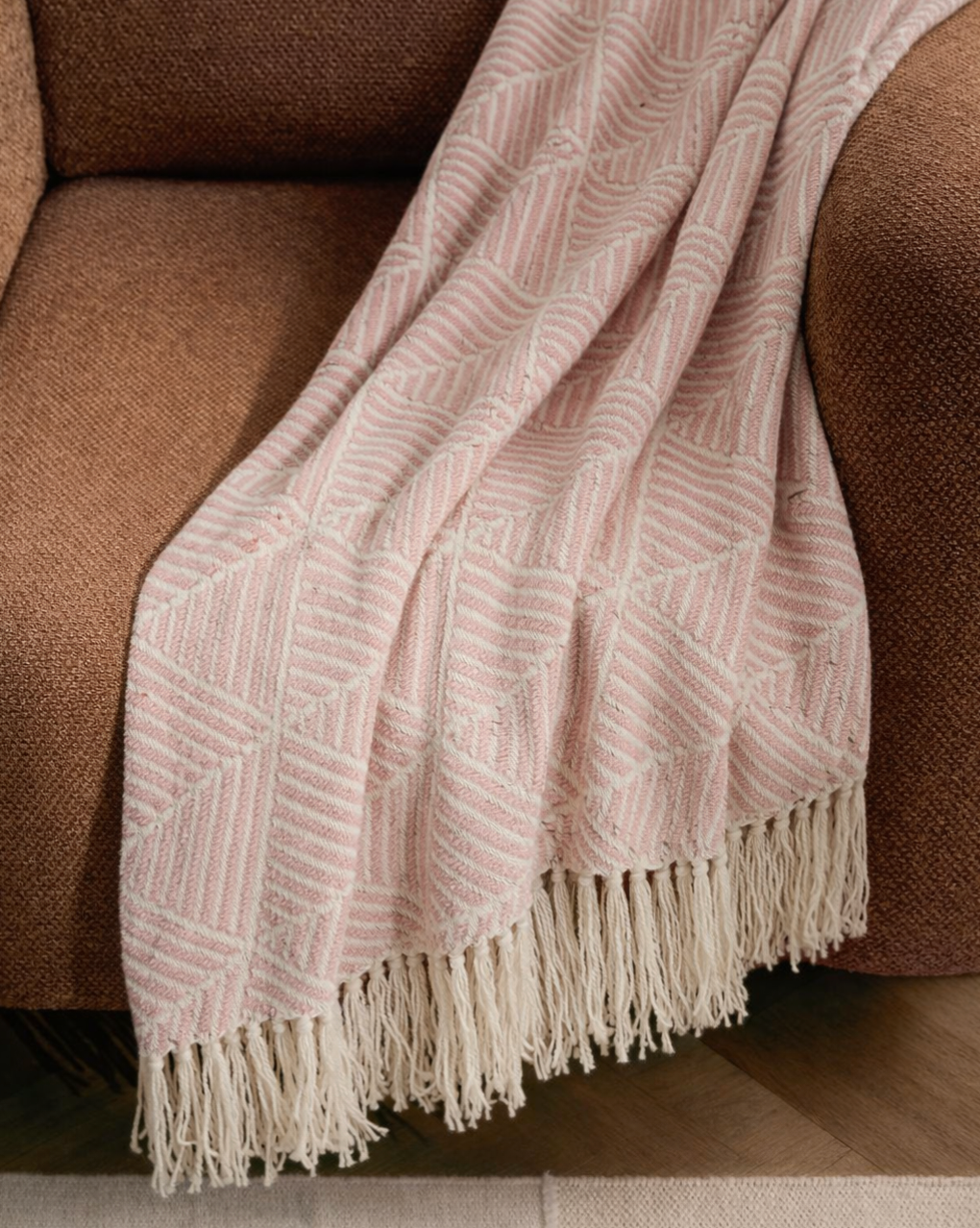 Oxford Minimal Design Throw - Dusky Pink