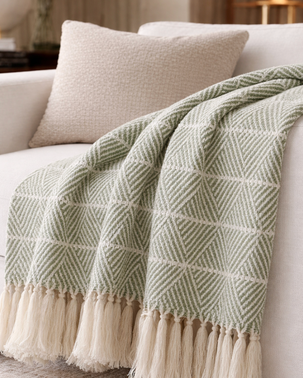 Oxford Minimal Design Throw - Pistachio Green