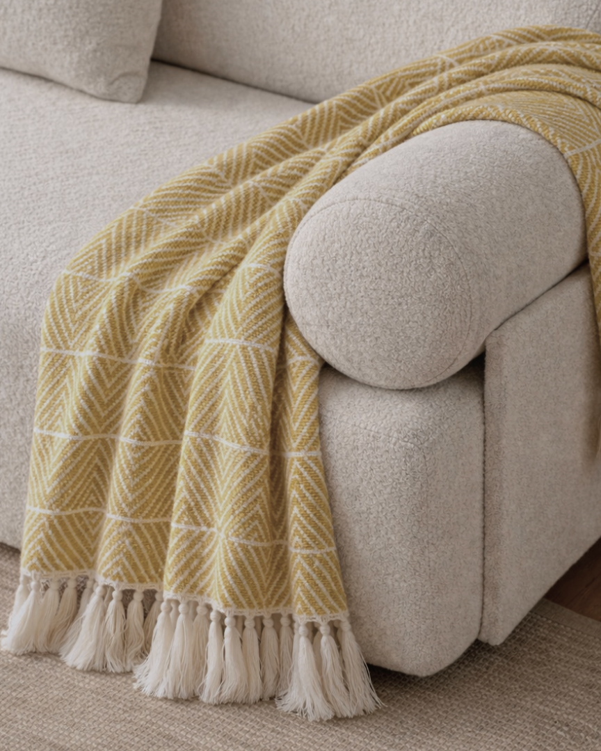 Oxford Minimal Design Throw - Mustard