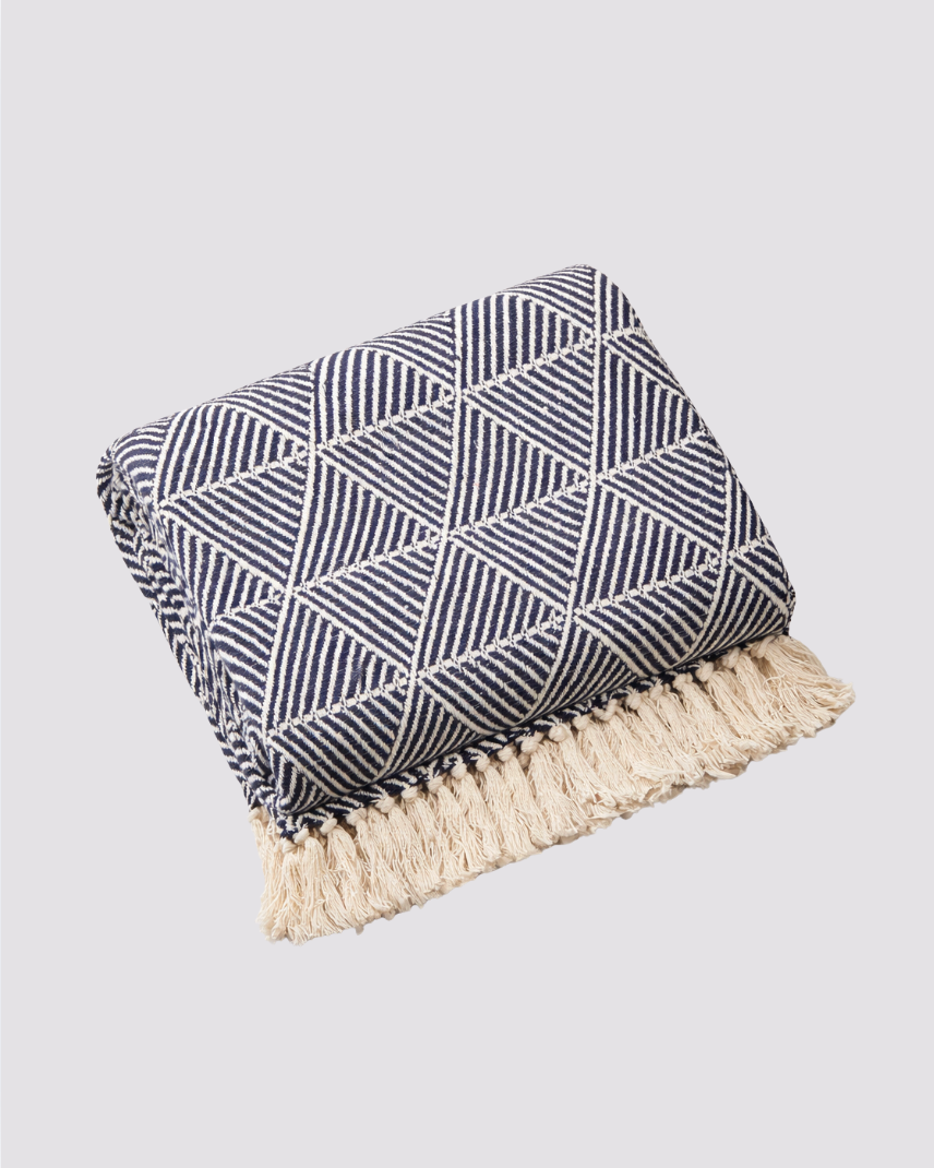 Oxford Minimal Design Throw - Navy