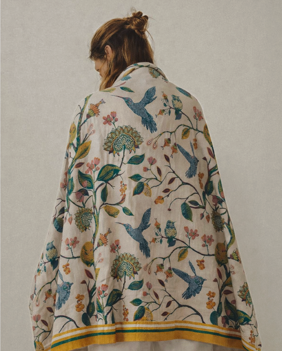 Yuna Organic Cotton throw - Spring Forest