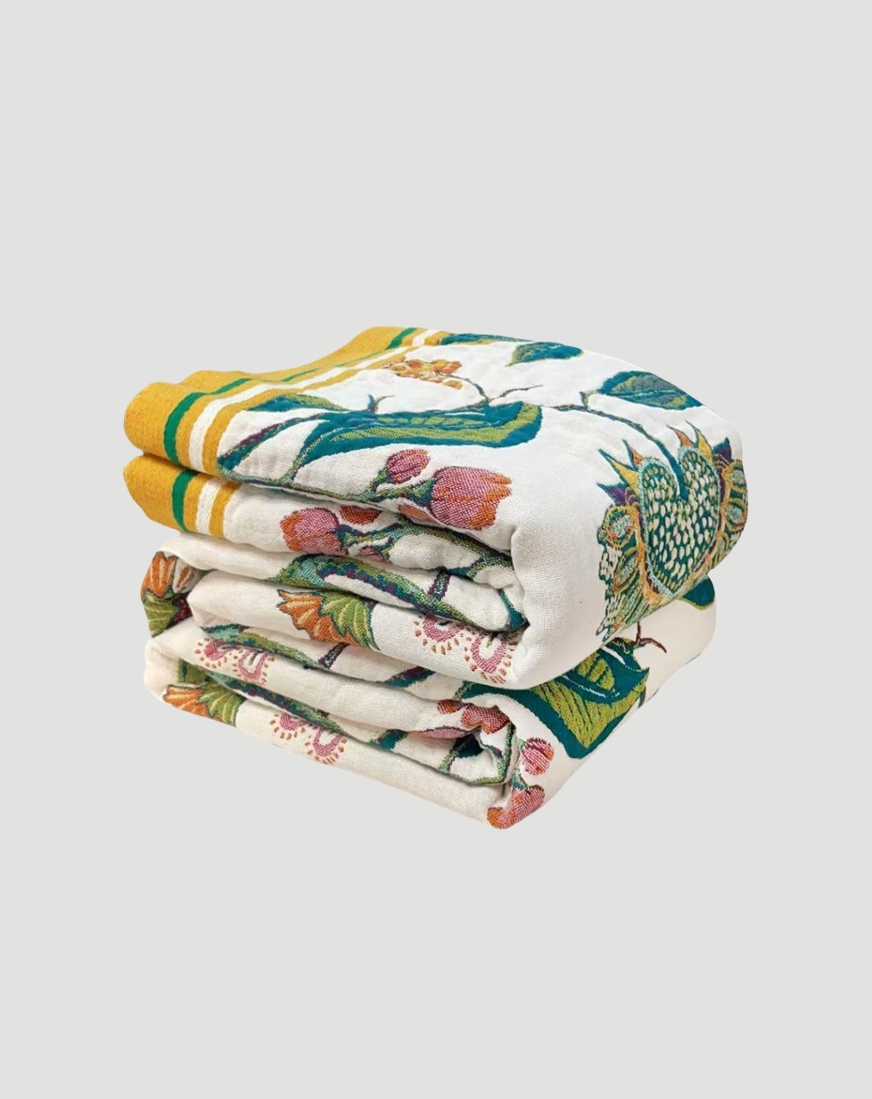 Yuna Organic Cotton throw - Spring Forest