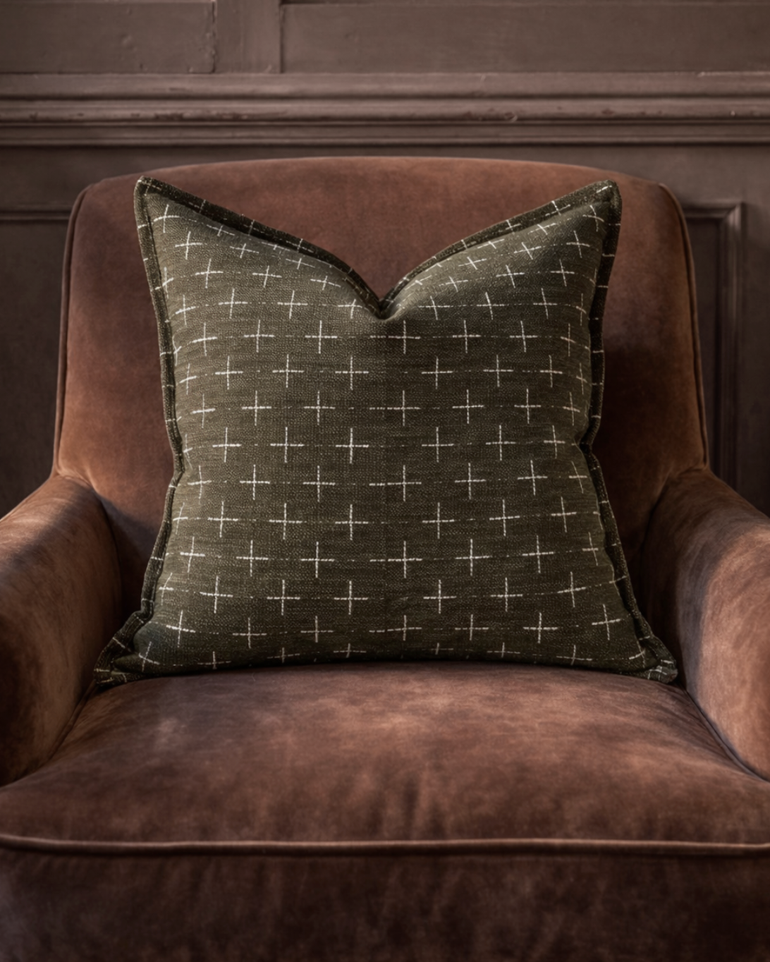 Sussex Crosses Cushion - Green