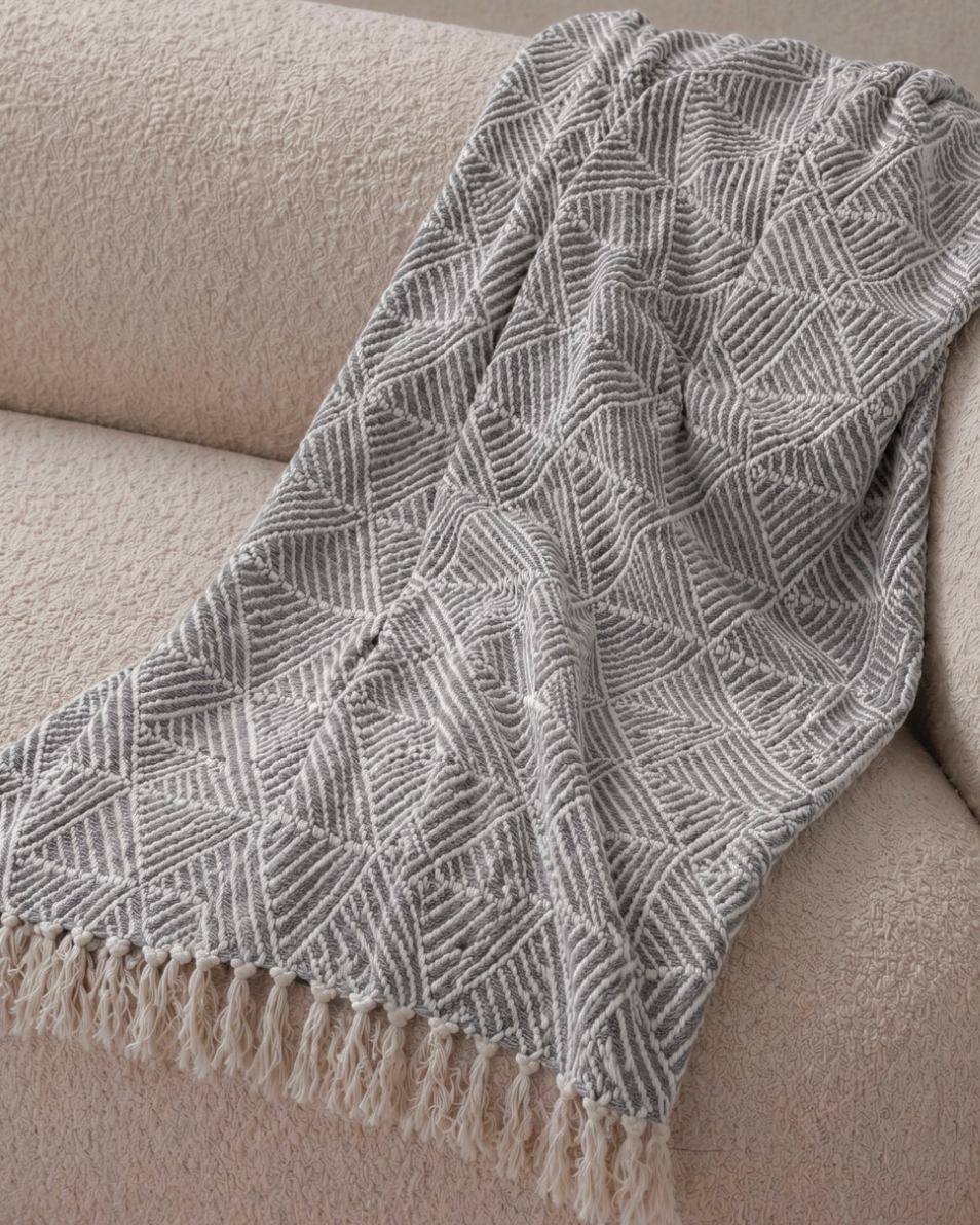 Oxford Minimal Design Throw - Silver