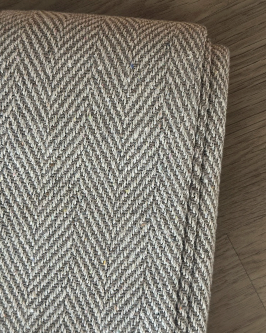 Carlisle Herringbone Cotton Throw - Beige