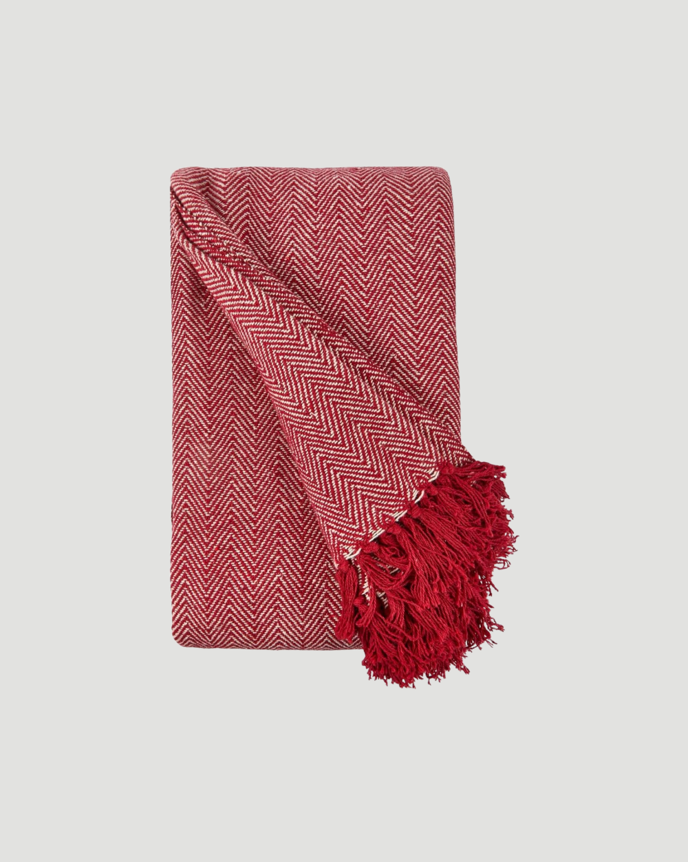 Carlisle Herringbone Cotton Throw - Red