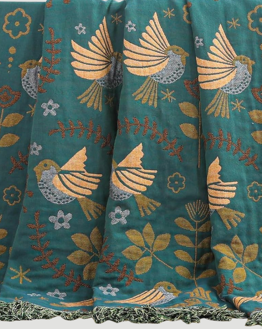 Yuna Organic Cotton throw - The Green Forest