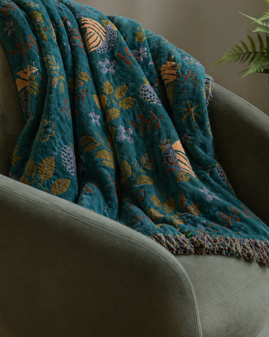 Yuna Organic Cotton throw - The Green Forest