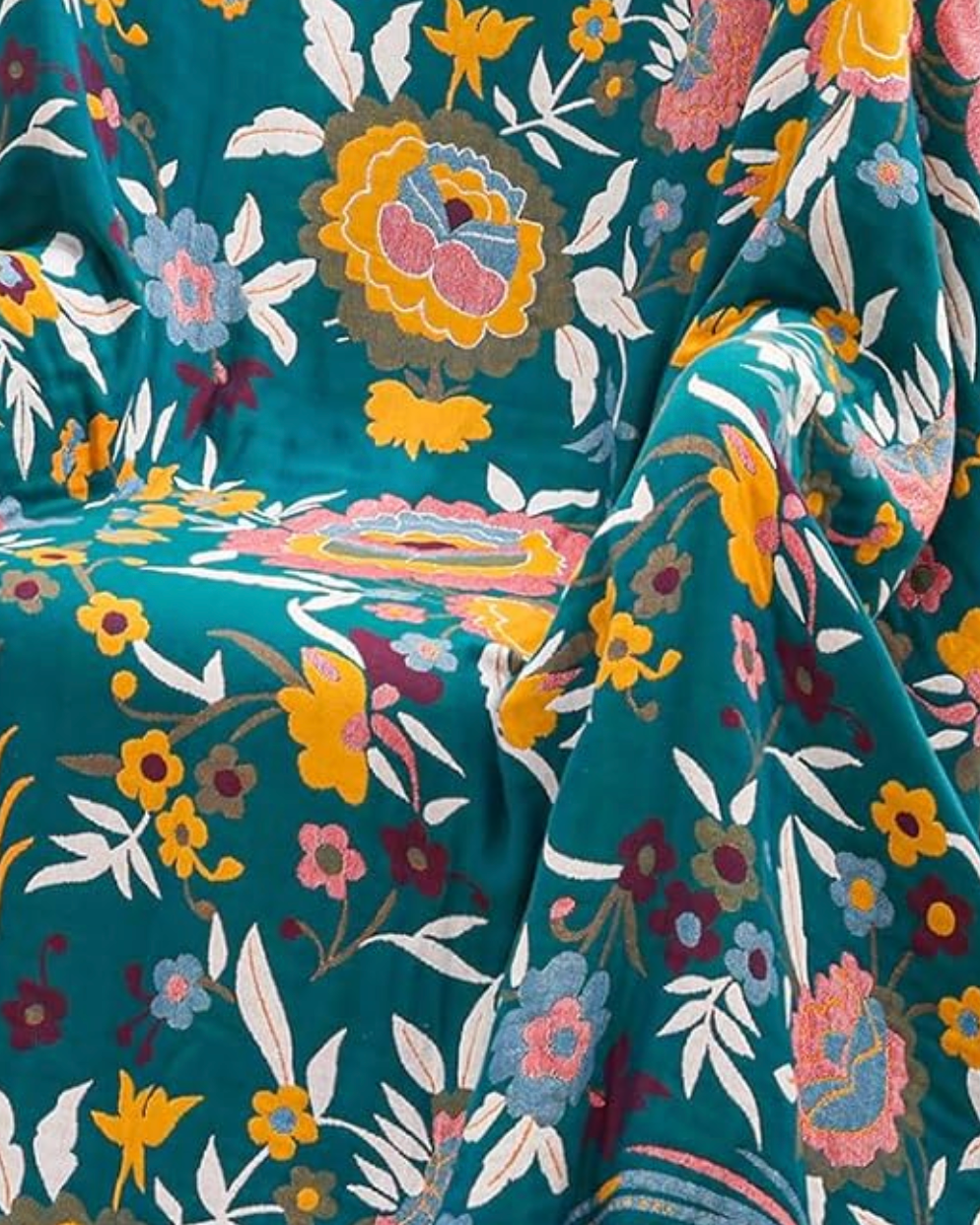Yuna Organic Cotton throw - Golden Garden