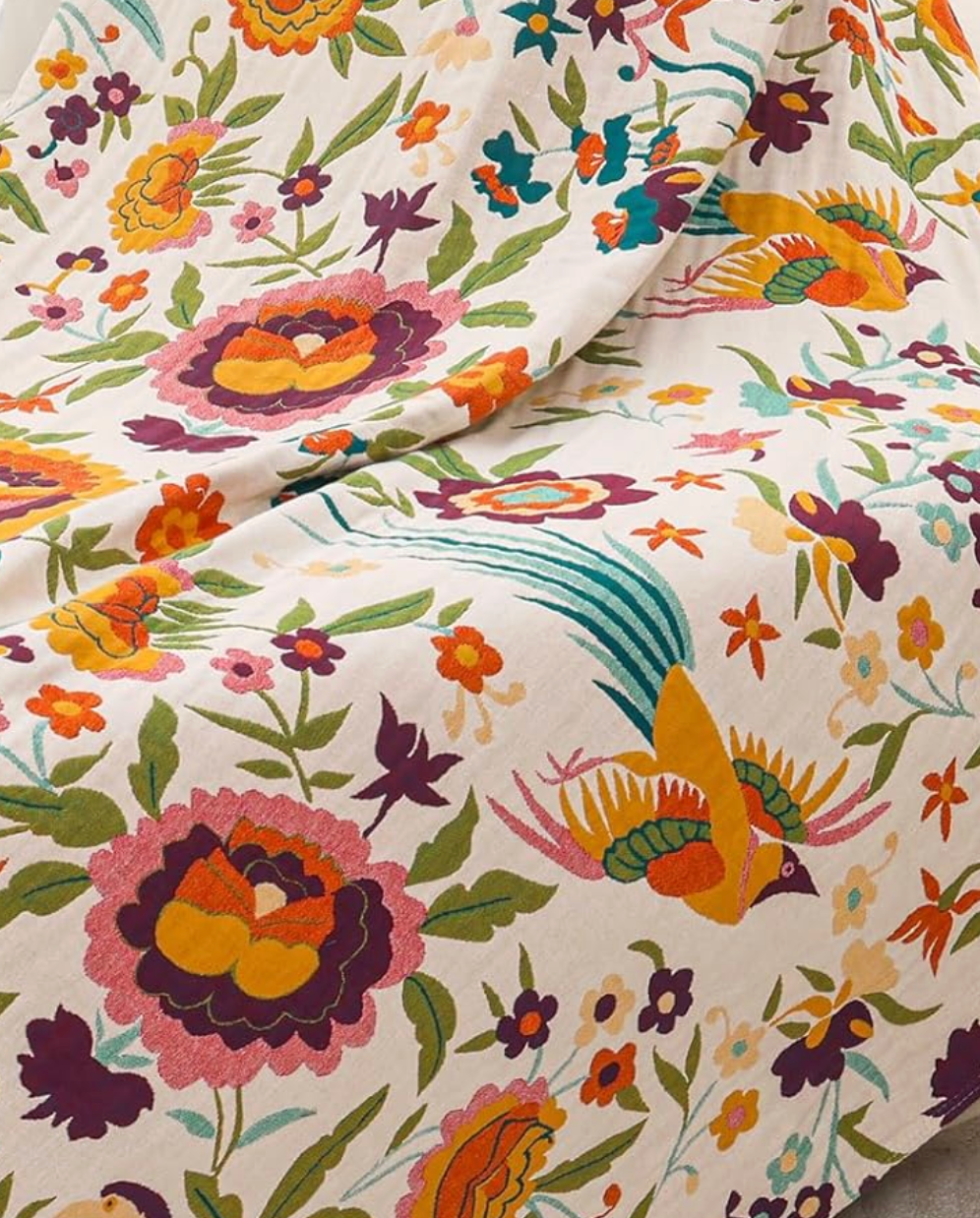 Yuna Organic Cotton throw - Golden Garden