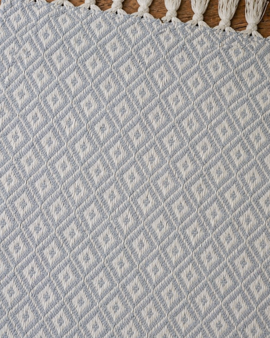 Hamptons Diamond Minimal Cotton Throw - Blue