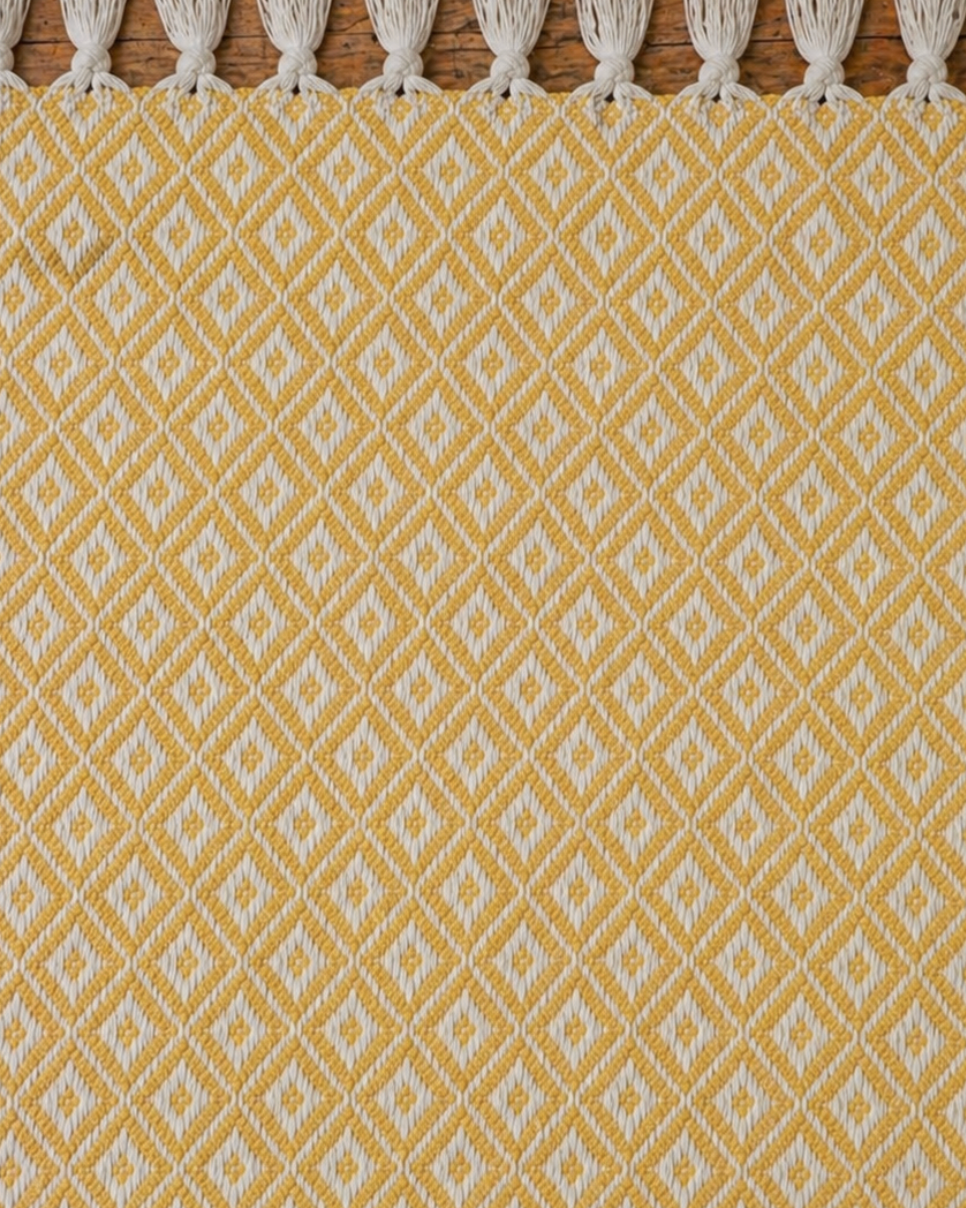 Hamptons Diamond Minimal Cotton Throw - Lemon
