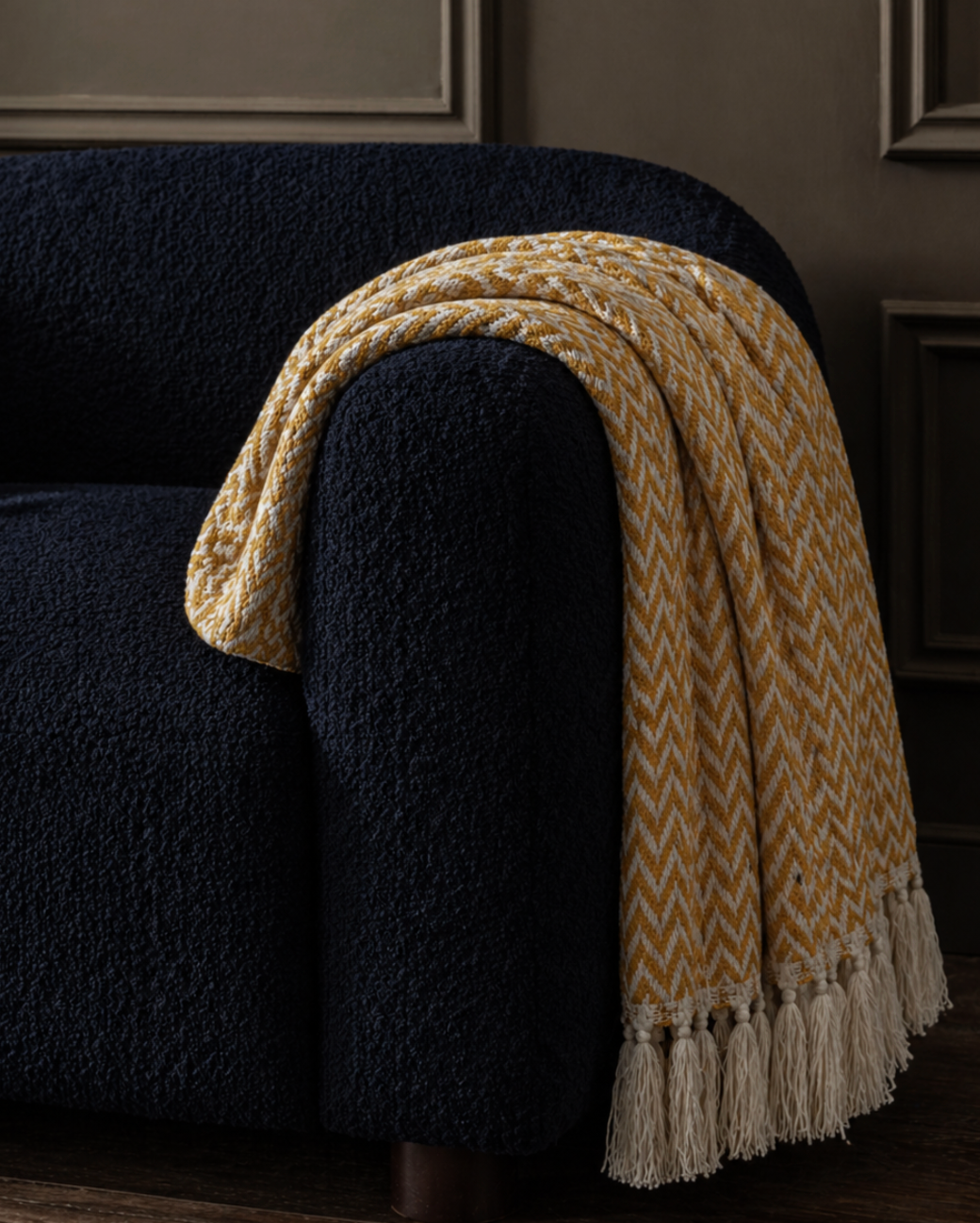 Oxford Minimal Design Throw - Chevron Yellow