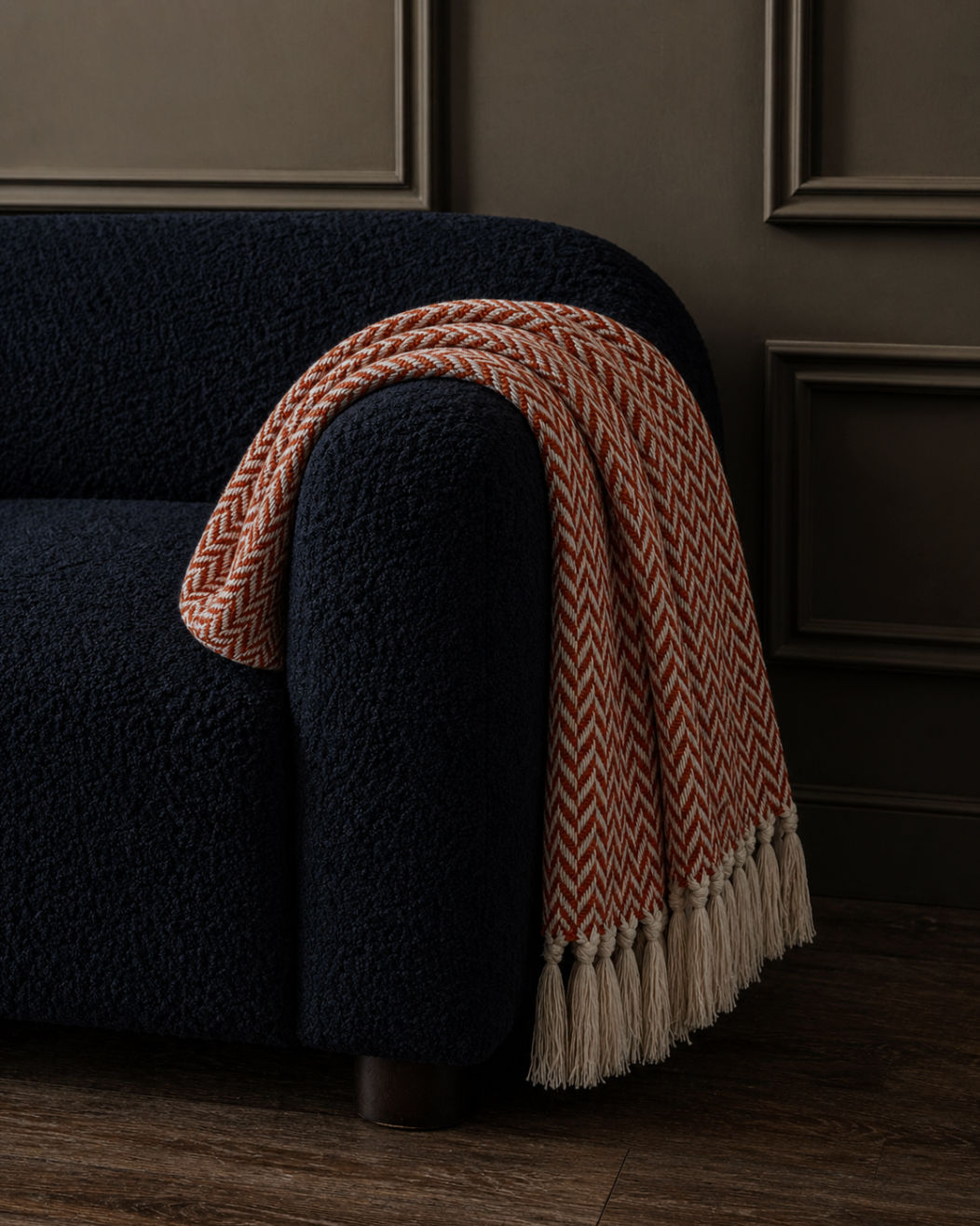 Oxford Minimal Design Throw - Chevron Orange