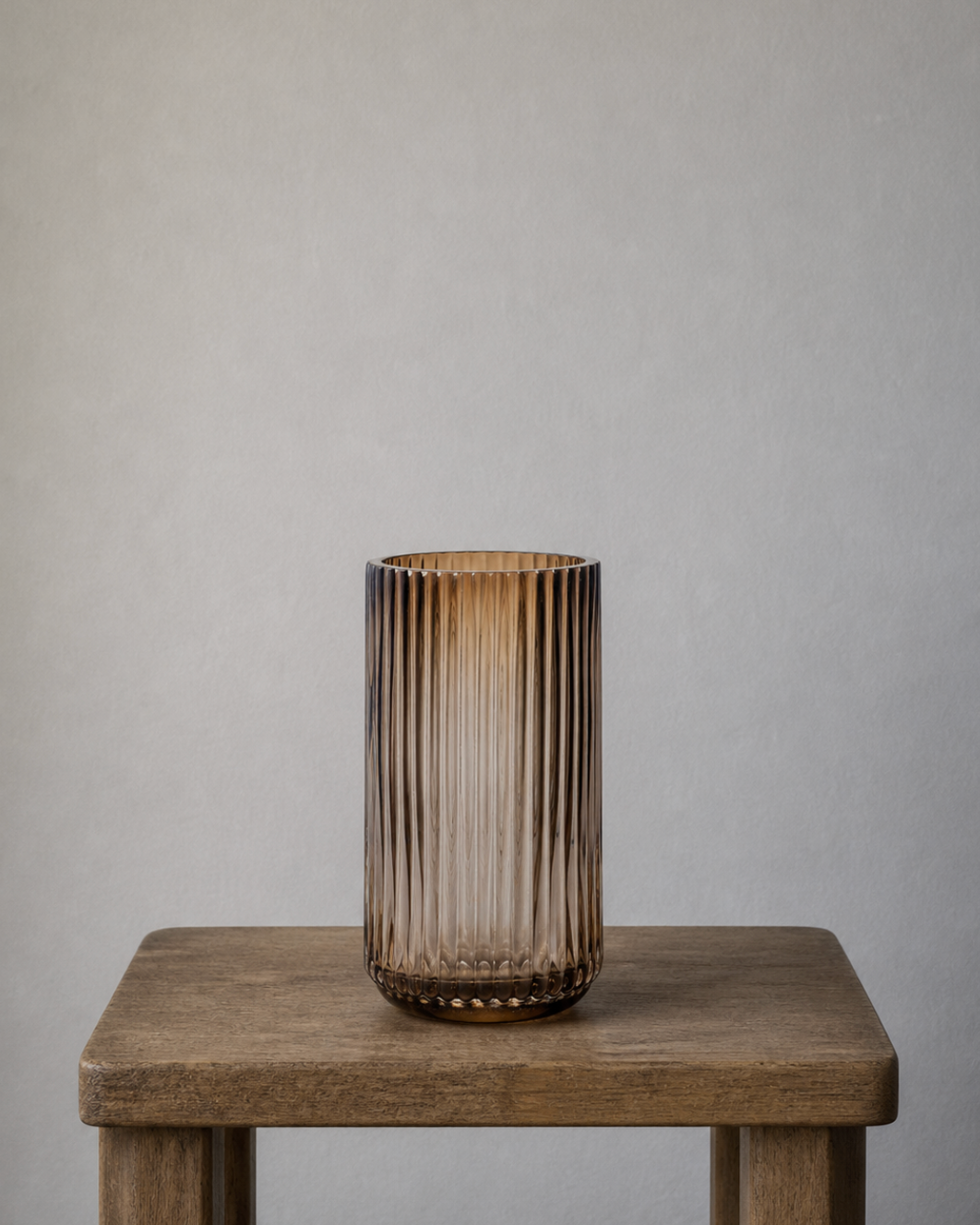 Aurella Tall Ribbed Glass Vase - Dipped Amber