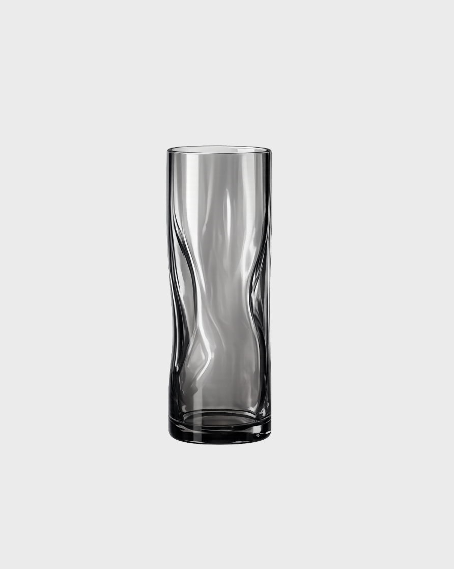 Sorelle Draped Glass Tall Vase - Smoke Tone