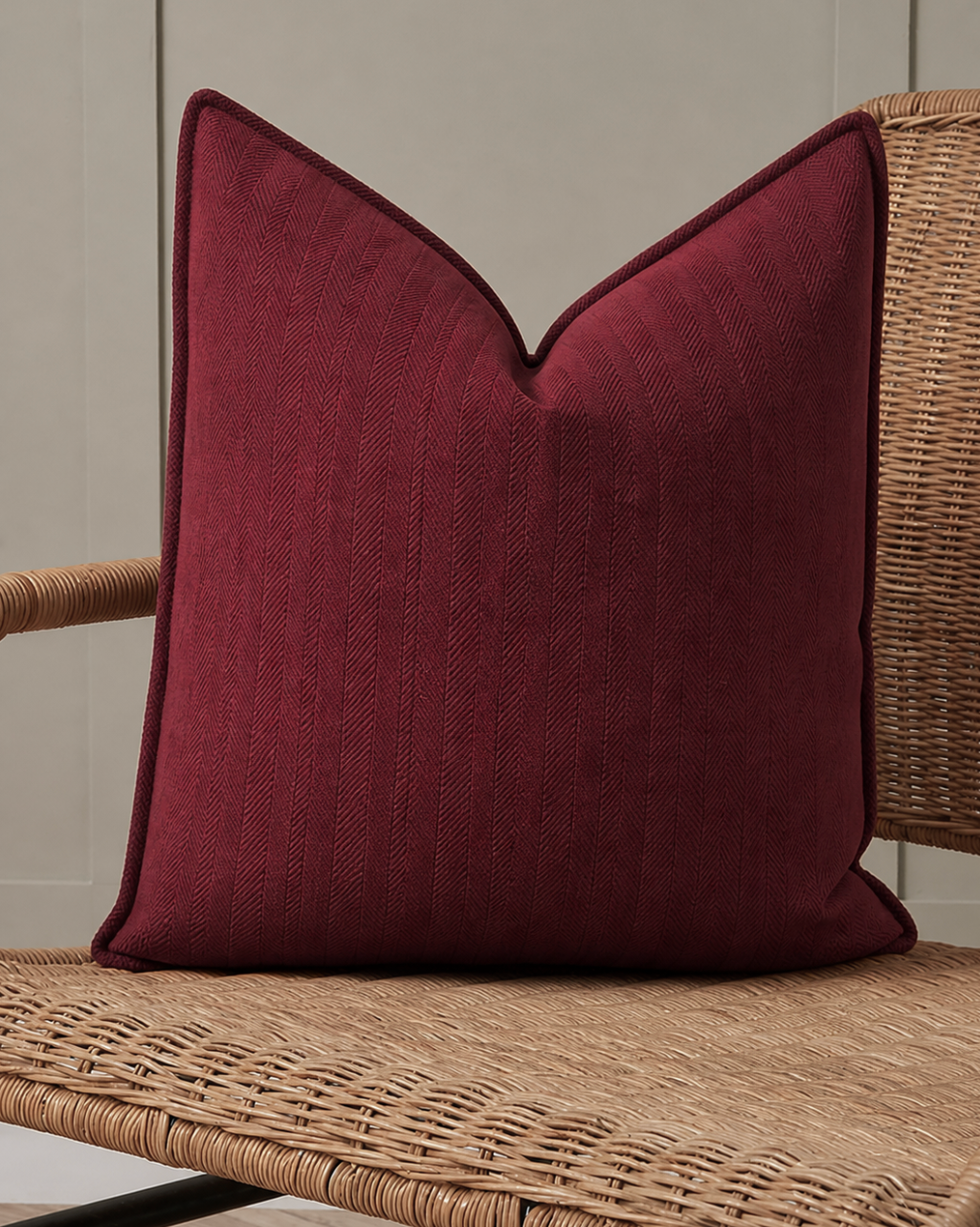 Carlisle Herringbone Cushion Covers - Red Wine