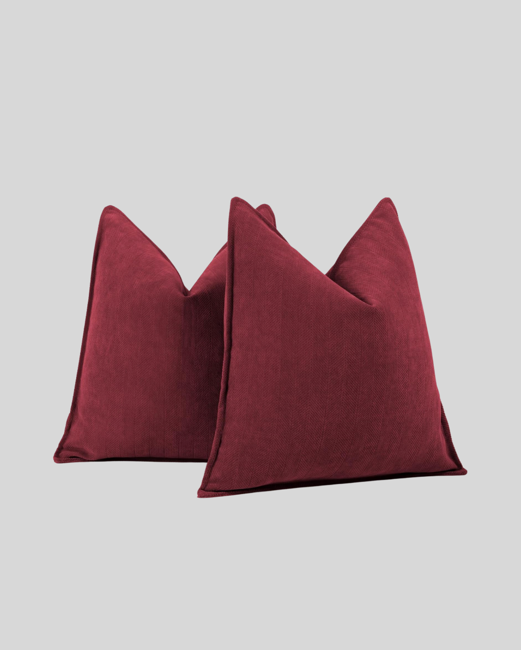 Carlisle Herringbone Cushion Covers - Red Wine