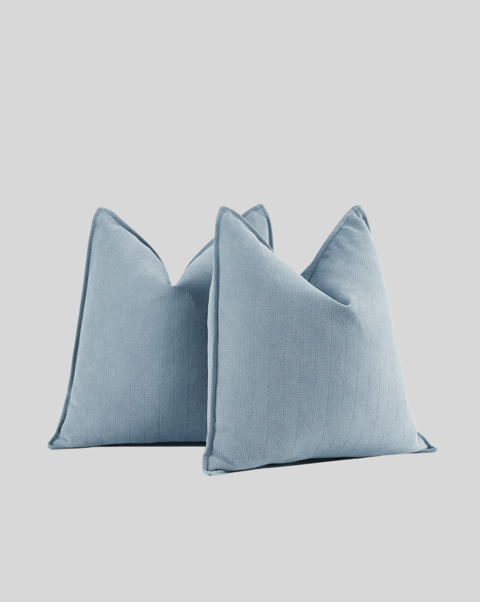 Carlisle Herringbone Cushion Covers - Dusky Blue