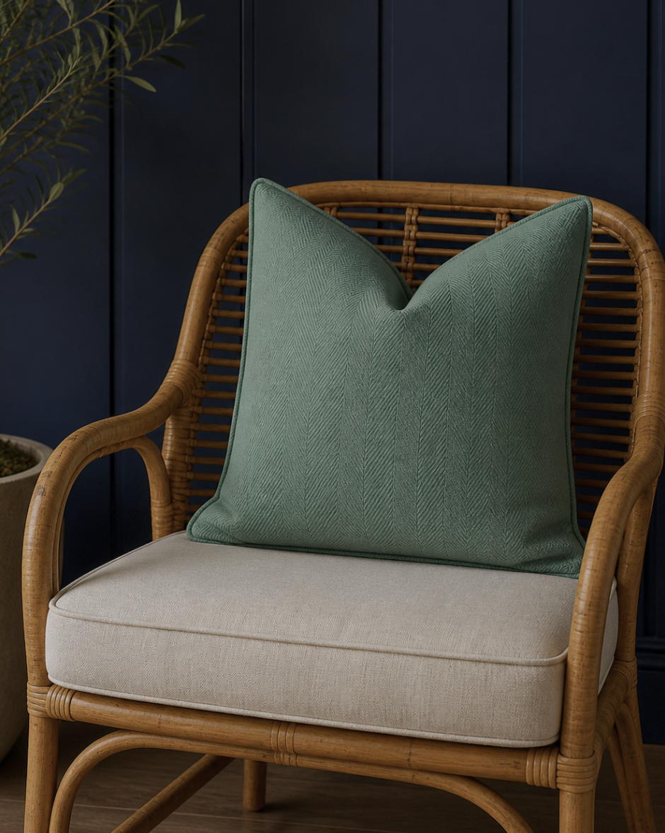 Carlisle Herringbone Cushion Covers - Muted Green