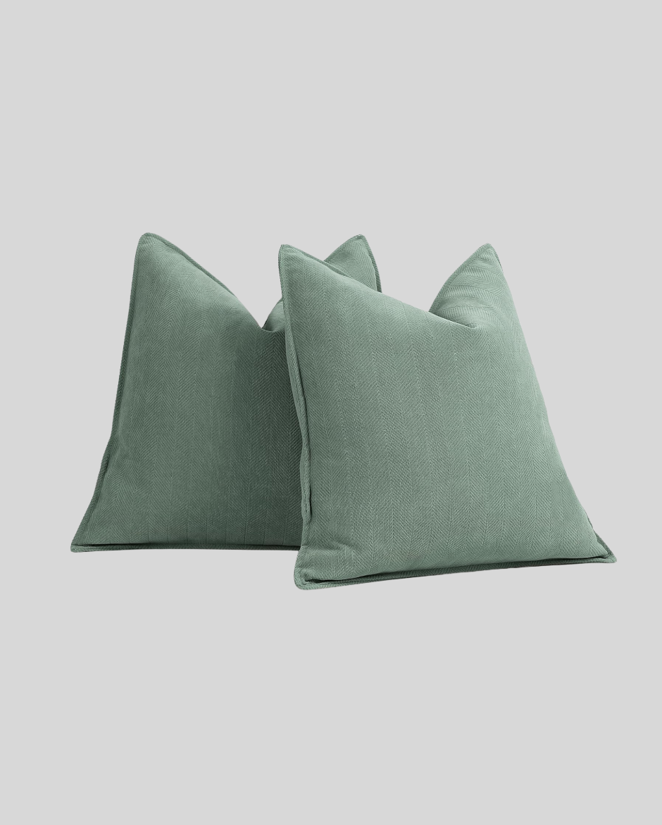Carlisle Herringbone Cushion Covers - Muted Green