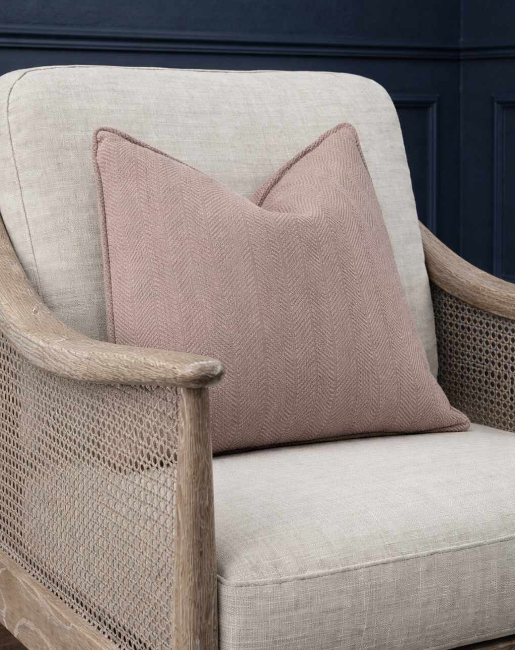 Carlisle Herringbone Cushion Cover - Dusk Pink
