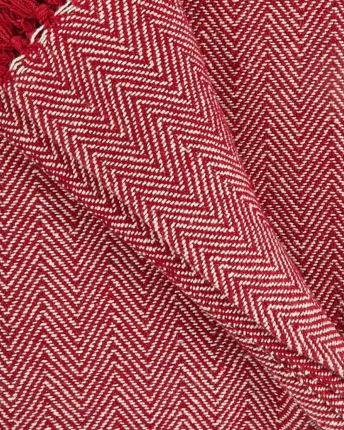 Carlisle Herringbone Cotton Throw - Red