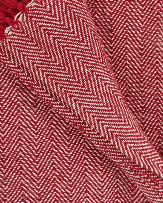 Carlisle Herringbone Cotton Throw - Red
