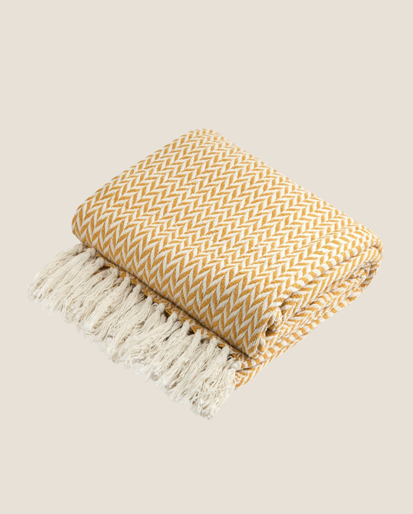 Oxford Minimal Design Throw - Chevron Yellow