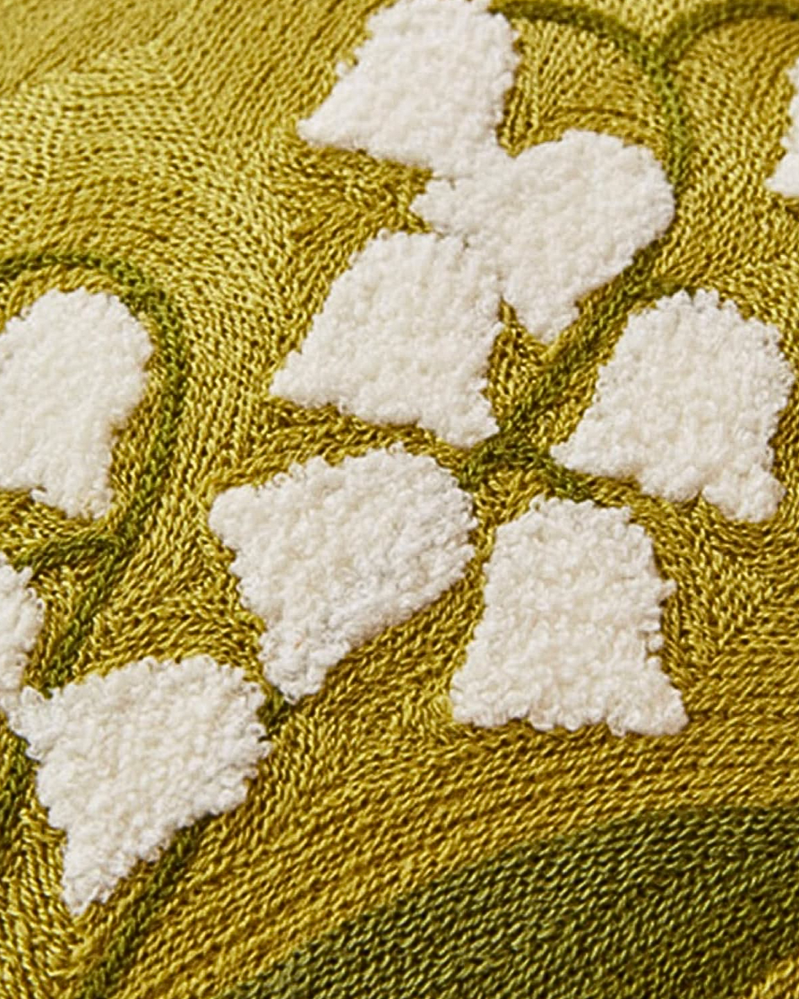 Sora Embroidered Cotton Cushion - Bell Flowers