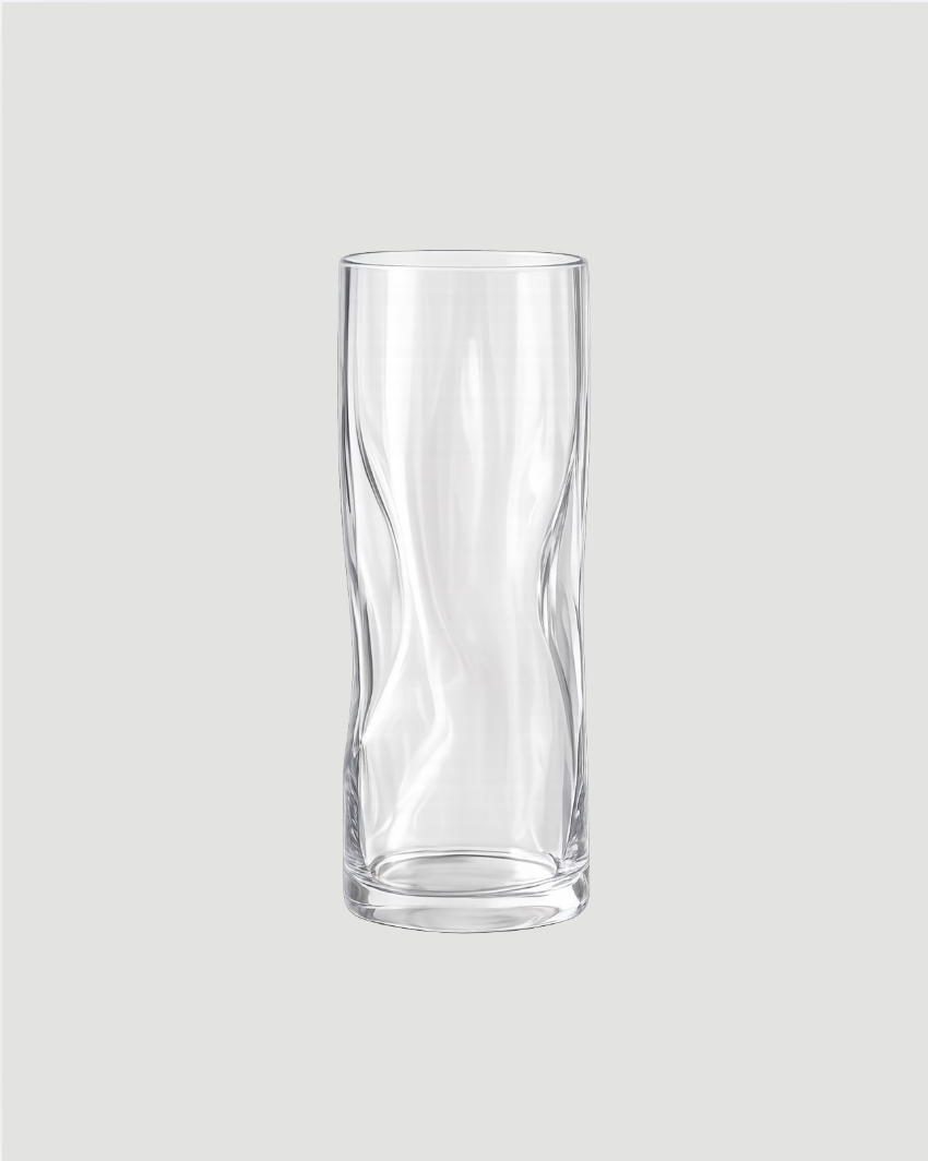 Sorelle Draped Glass Tall Vase - clear