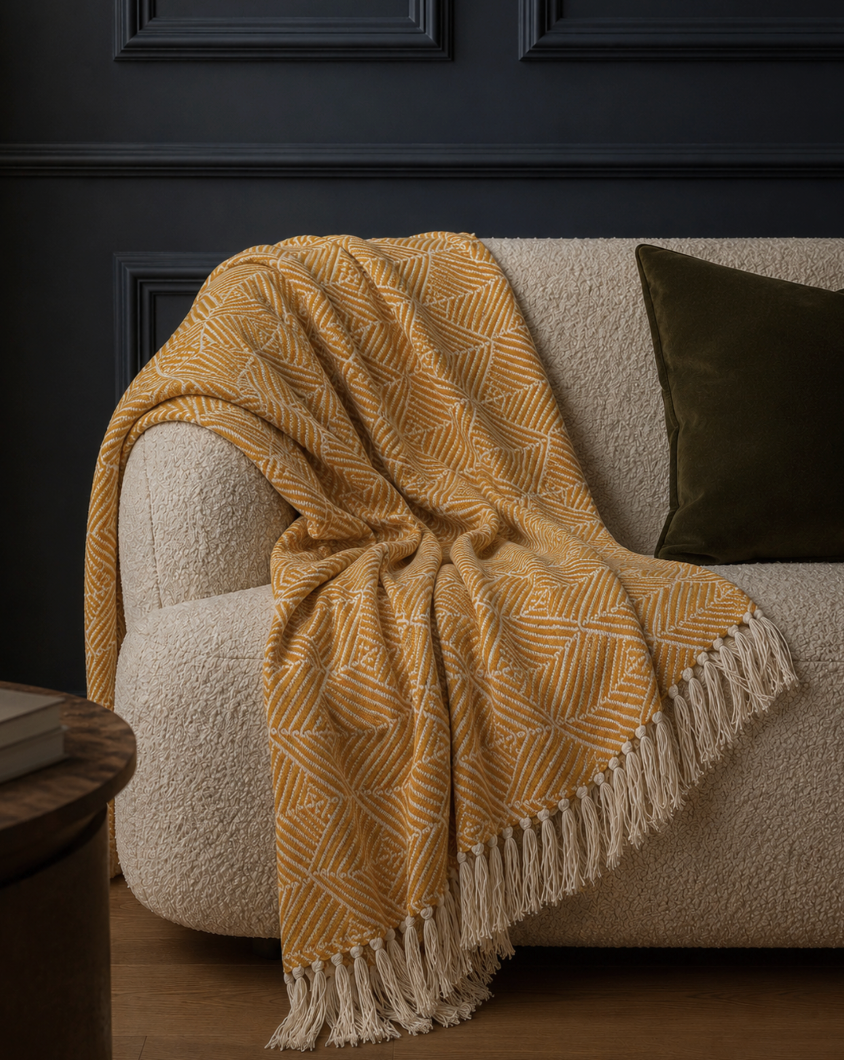 Oxford Minimal Design Throw - Yellow